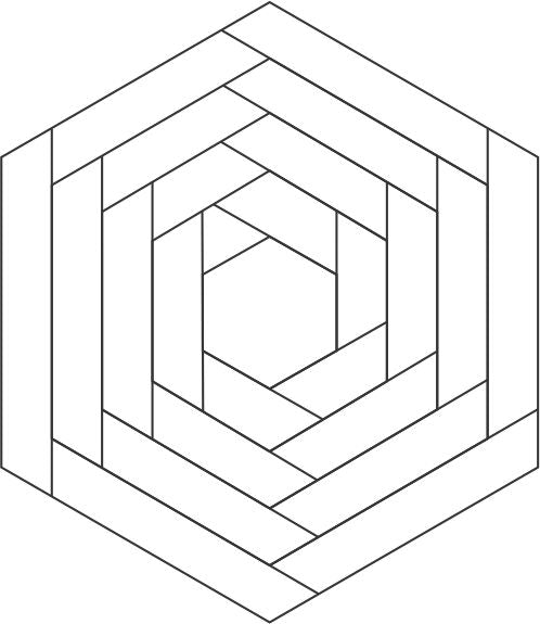 Log Cabin Hexagon Blocks 8" 16 per pkg