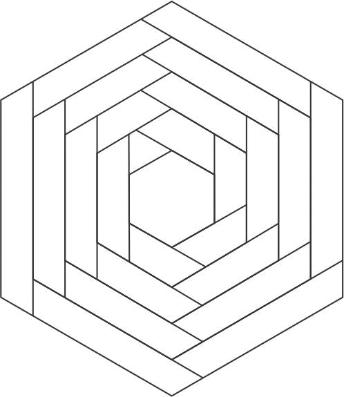 Log Cabin Hexagon Block 12" 18 per pkg