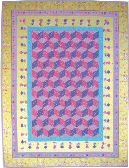Tumbling Blocks Quilt 55" x 73"
