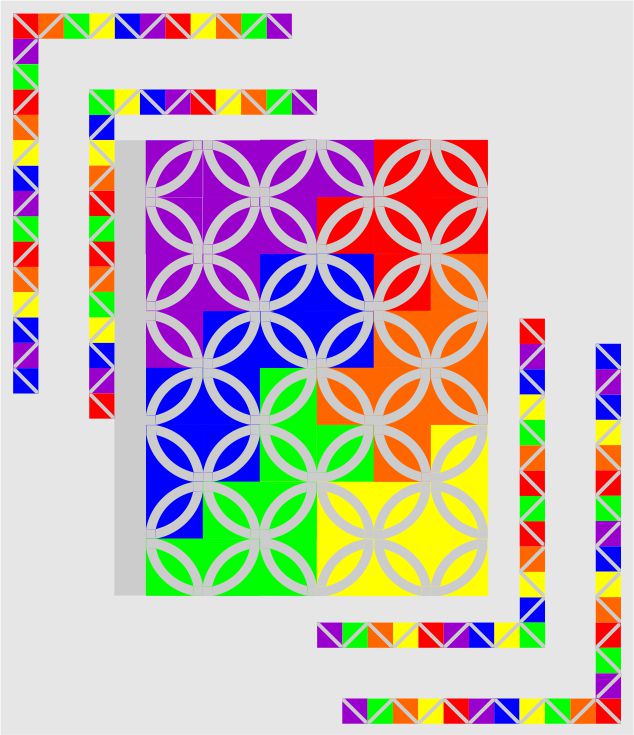 Double Wedding Ring Rail Quilt 100" x 116" Fabric Kit