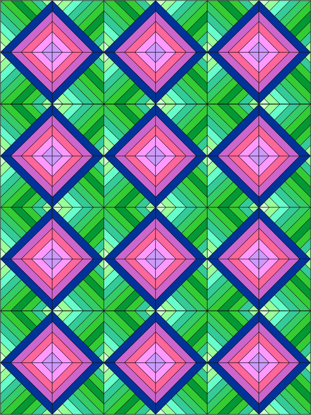 Opposing Diagonal Stripe Quilt 48" x 64"