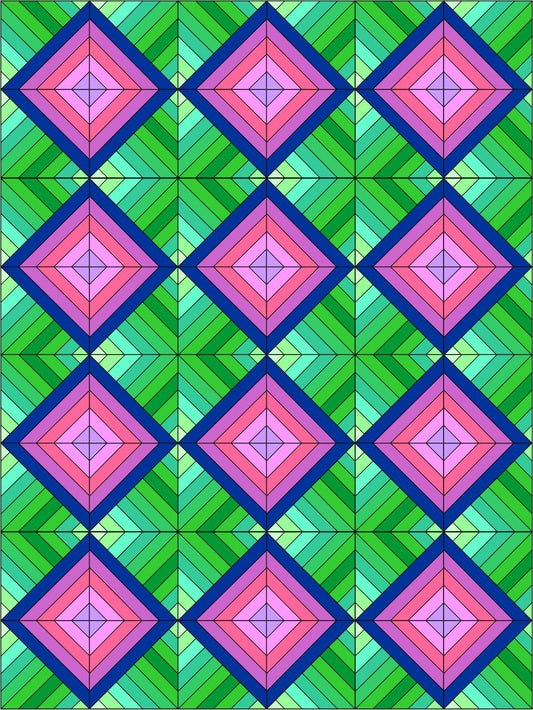 Opposing Diagonal Stripe Quilt 48" x 64"
